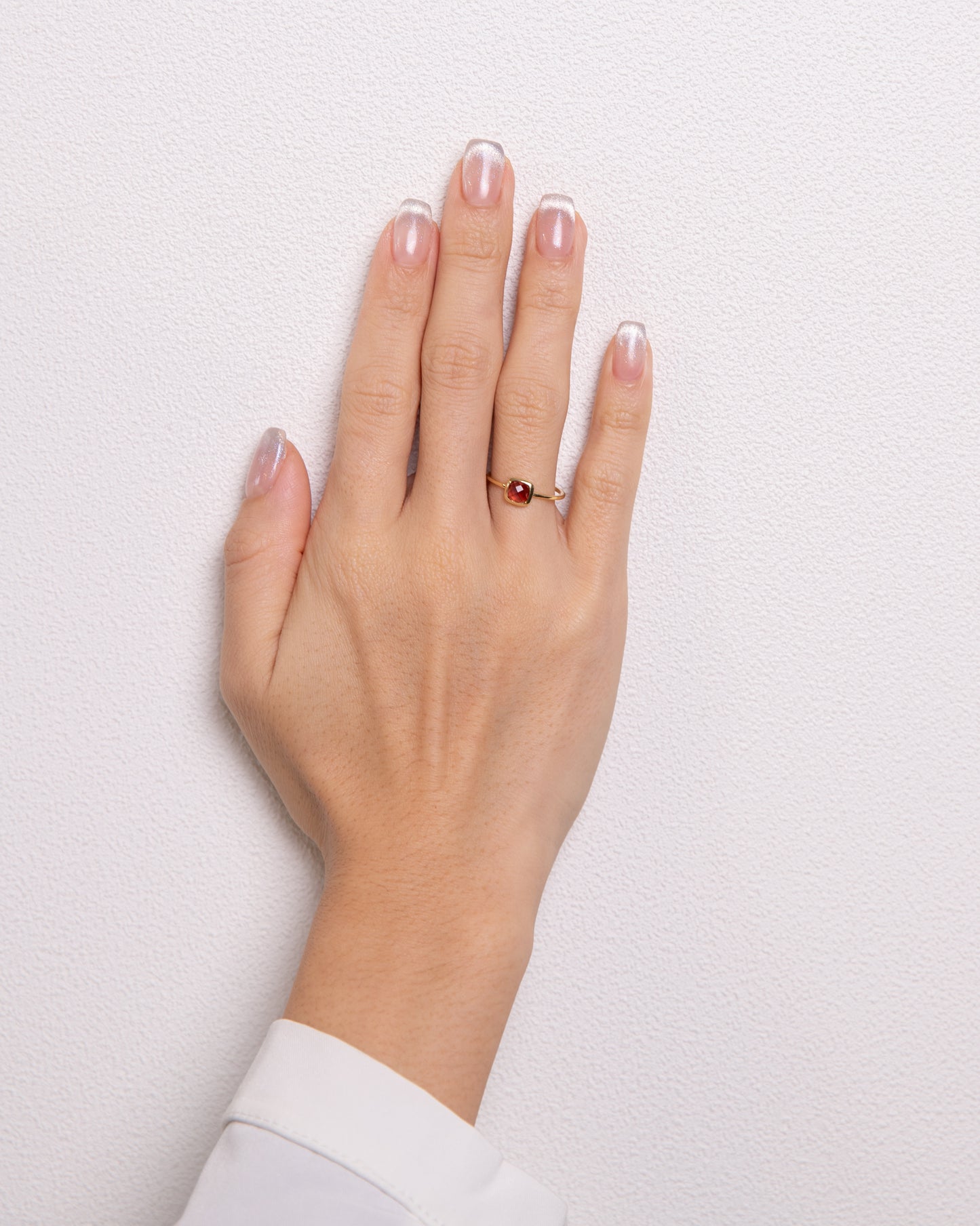 K18YG ガーネット ローズカット リング LeLi