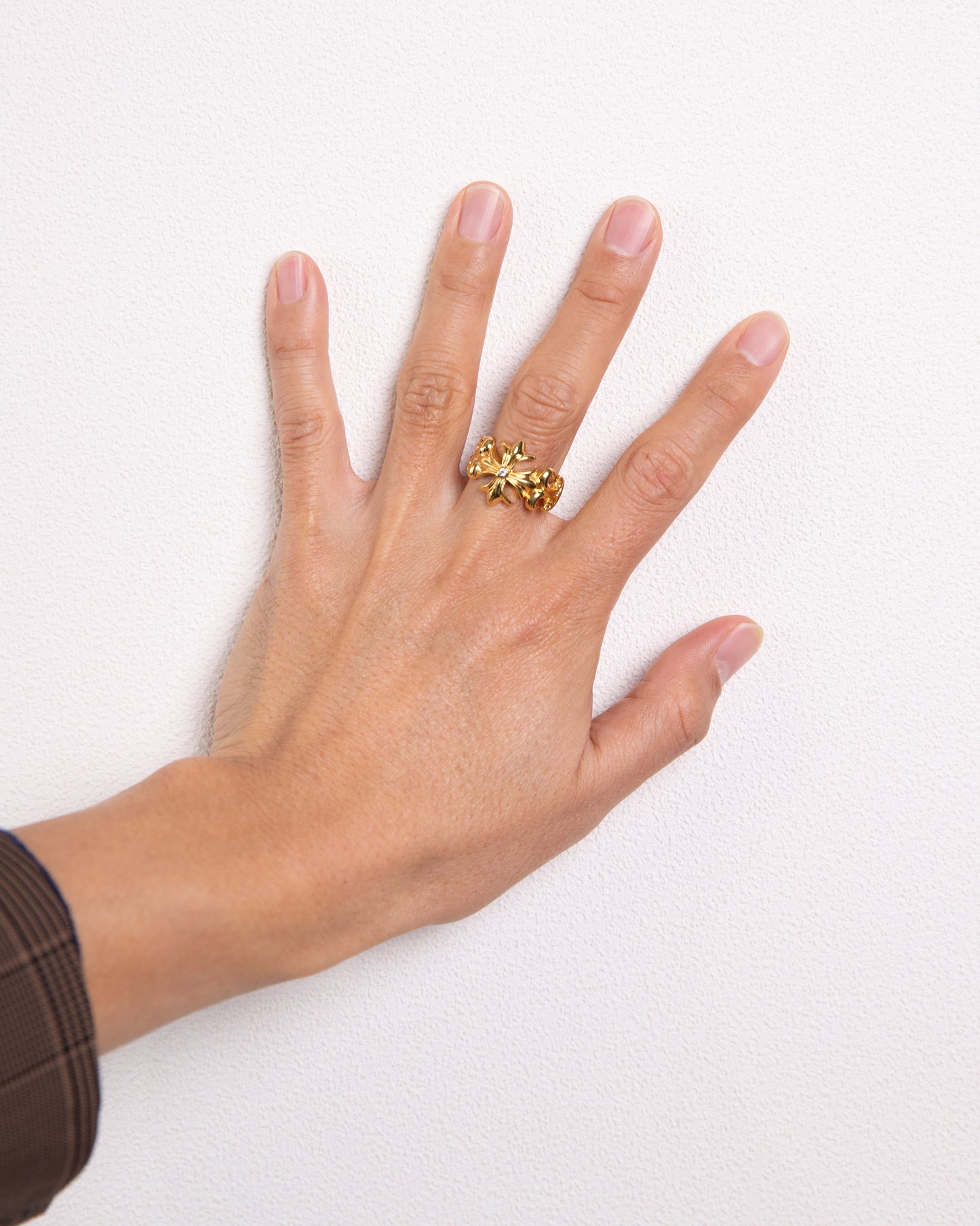 K18YG ダイヤモンド クロス リング