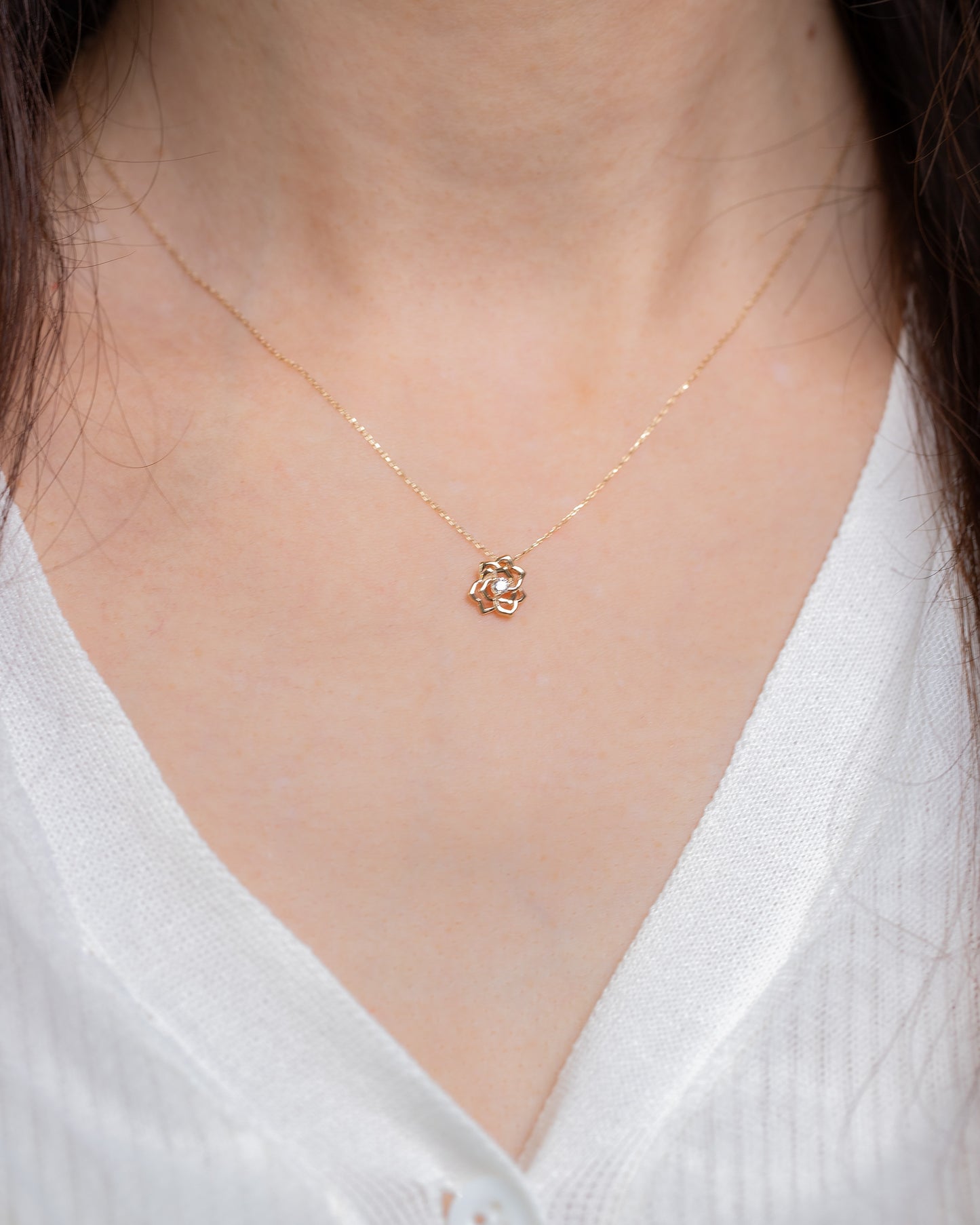 K18 / K10 diamond rose necklace Princess jewelry
