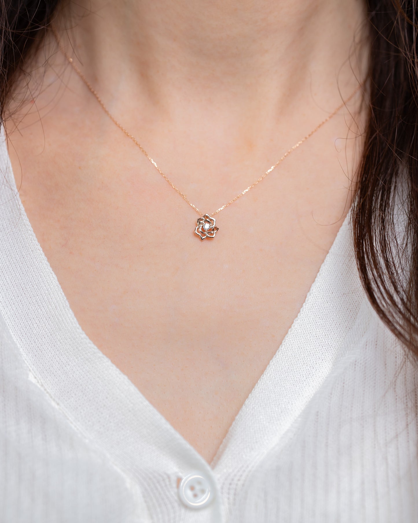 K18 / K10 diamond rose necklace Princess jewelry