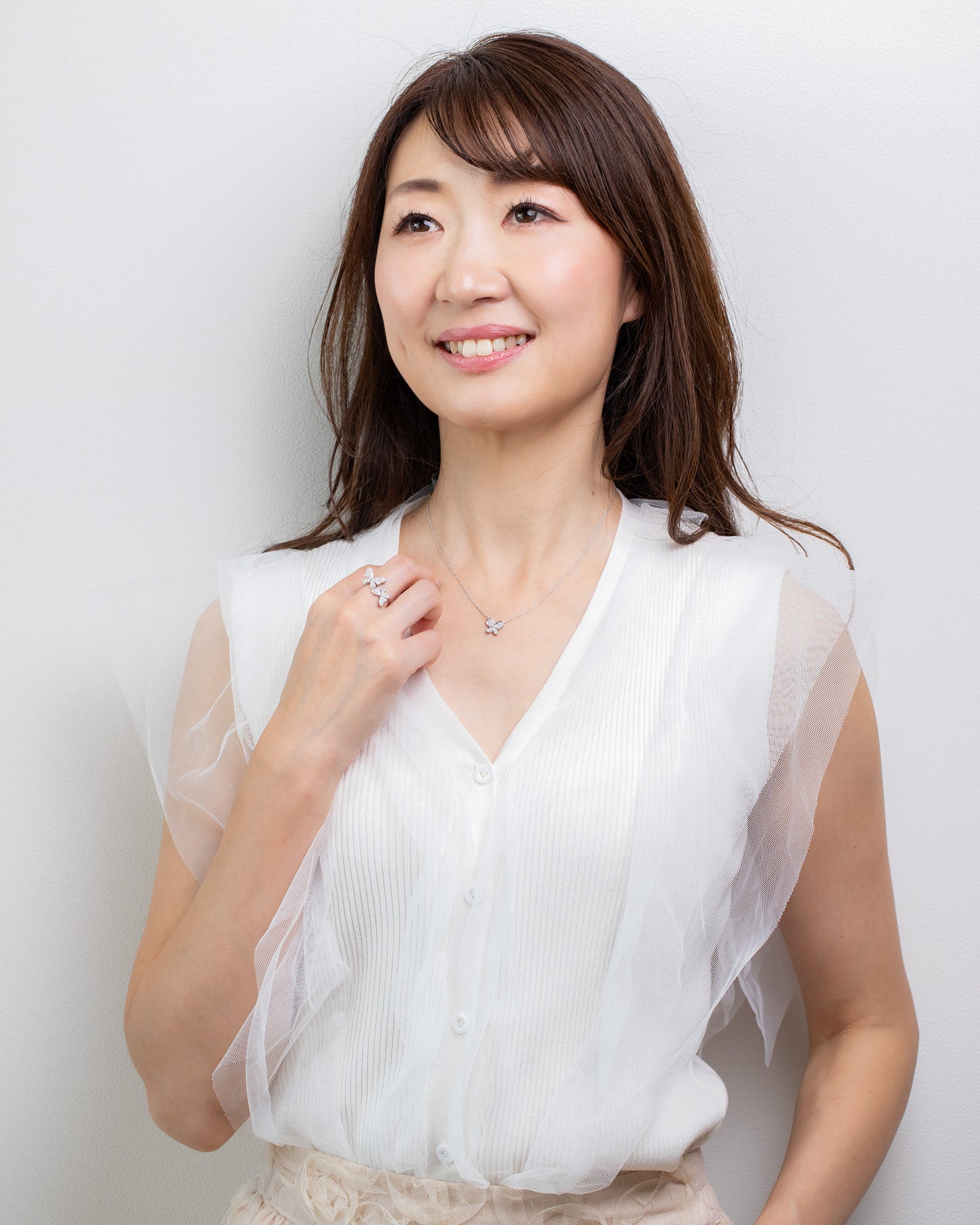 PT950 diamond 0.5ct twin butterfly ring Princess jewelry