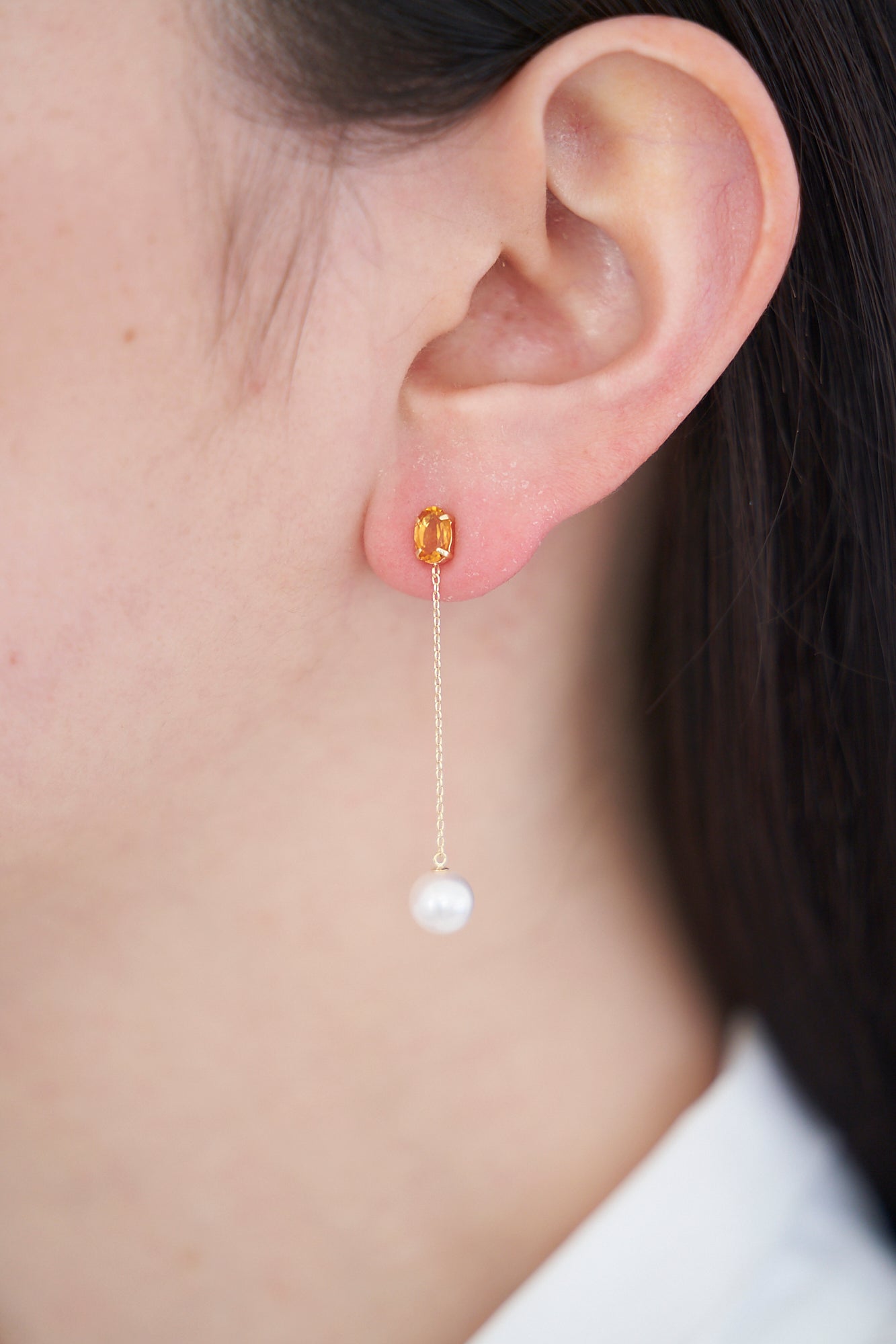 ピアス 両耳 あこや真珠 パール 2way フープ ロング ピアス K18
