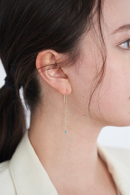 ハンドメイド アシメピアス No.173 アクアマリン ブルーメノウ 天然石 