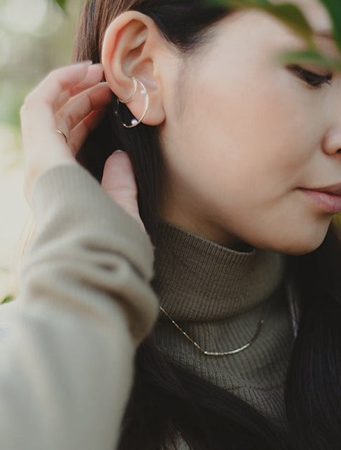 moca K10YG ダイヤ 0.18ct / アコヤパール イヤーカフス