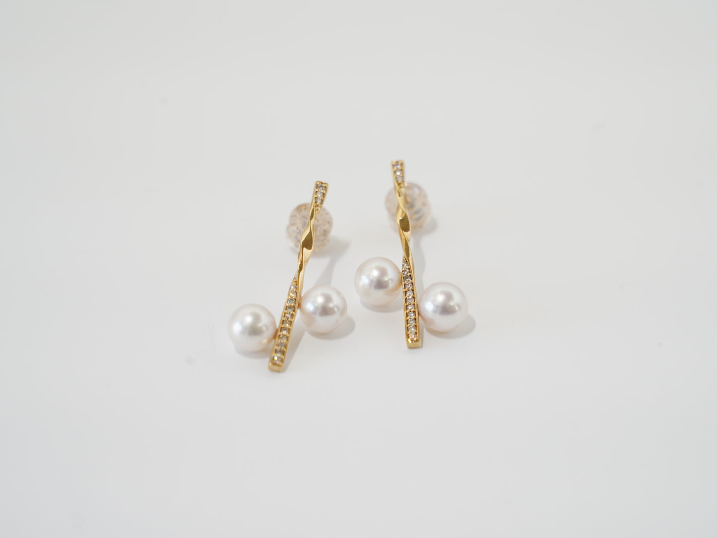 PT900 or K18YG ダイヤ/アコヤパール ピアス -ChériB-
