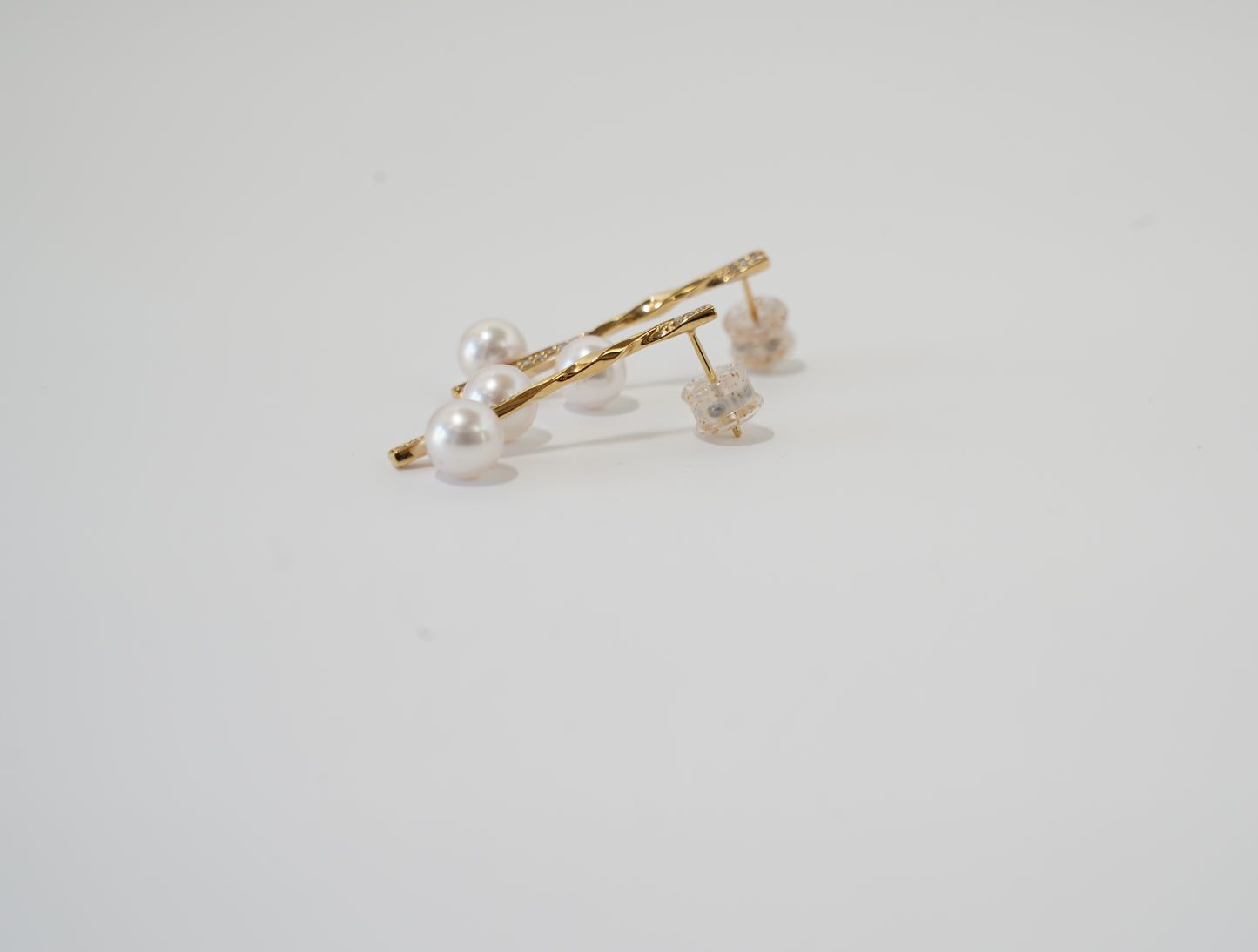 PT900 or K18YG ダイヤ/アコヤパール ピアス -ChériB-
