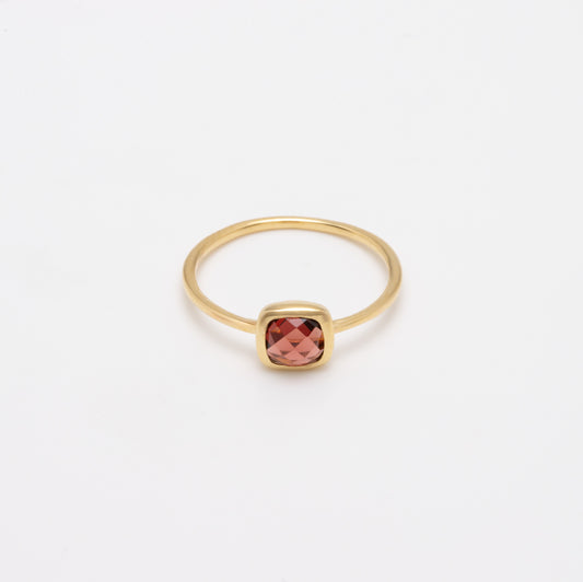 K18YG ガーネット ローズカット リング LeLi