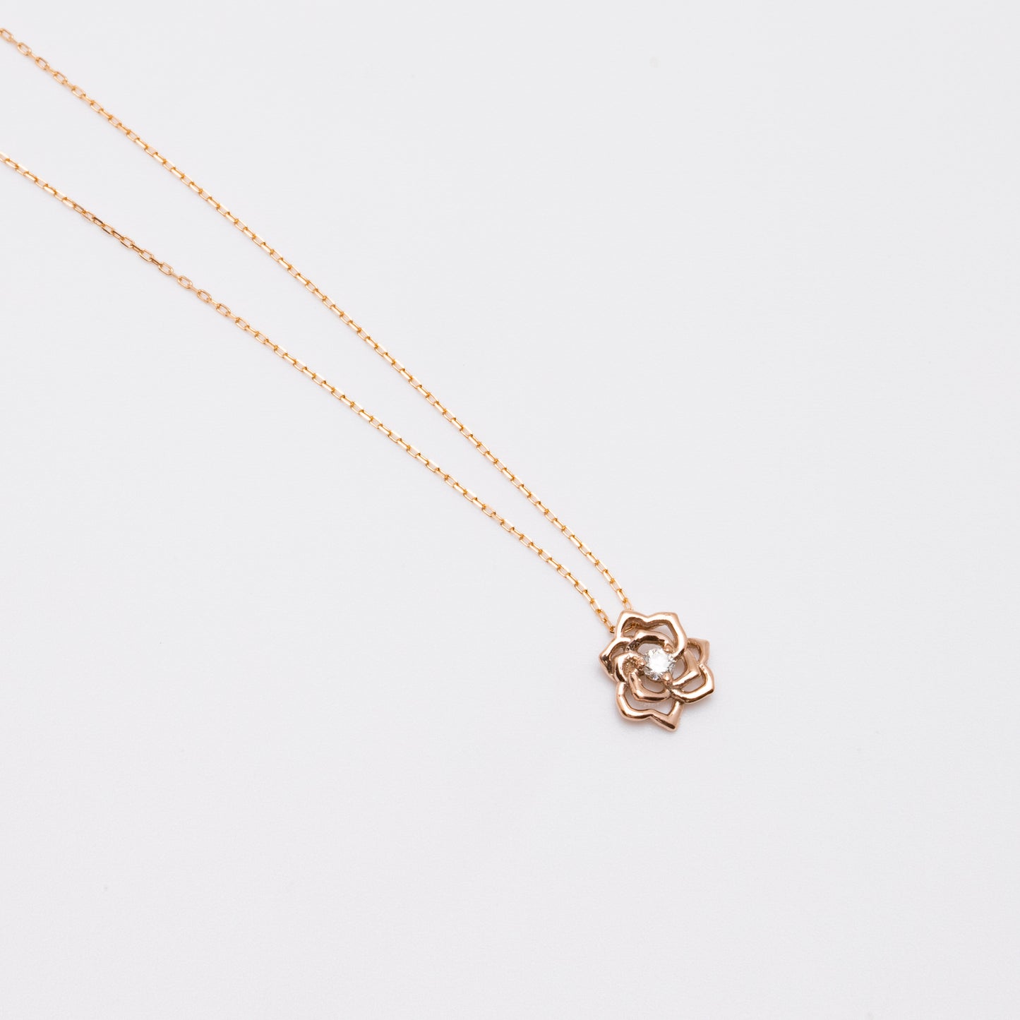 K18 / K10 diamond rose necklace　Princess series