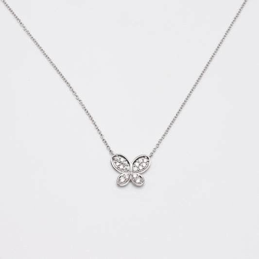 PT950 diamond 0.14ct mini butterfly necklace  Princess  jewelry