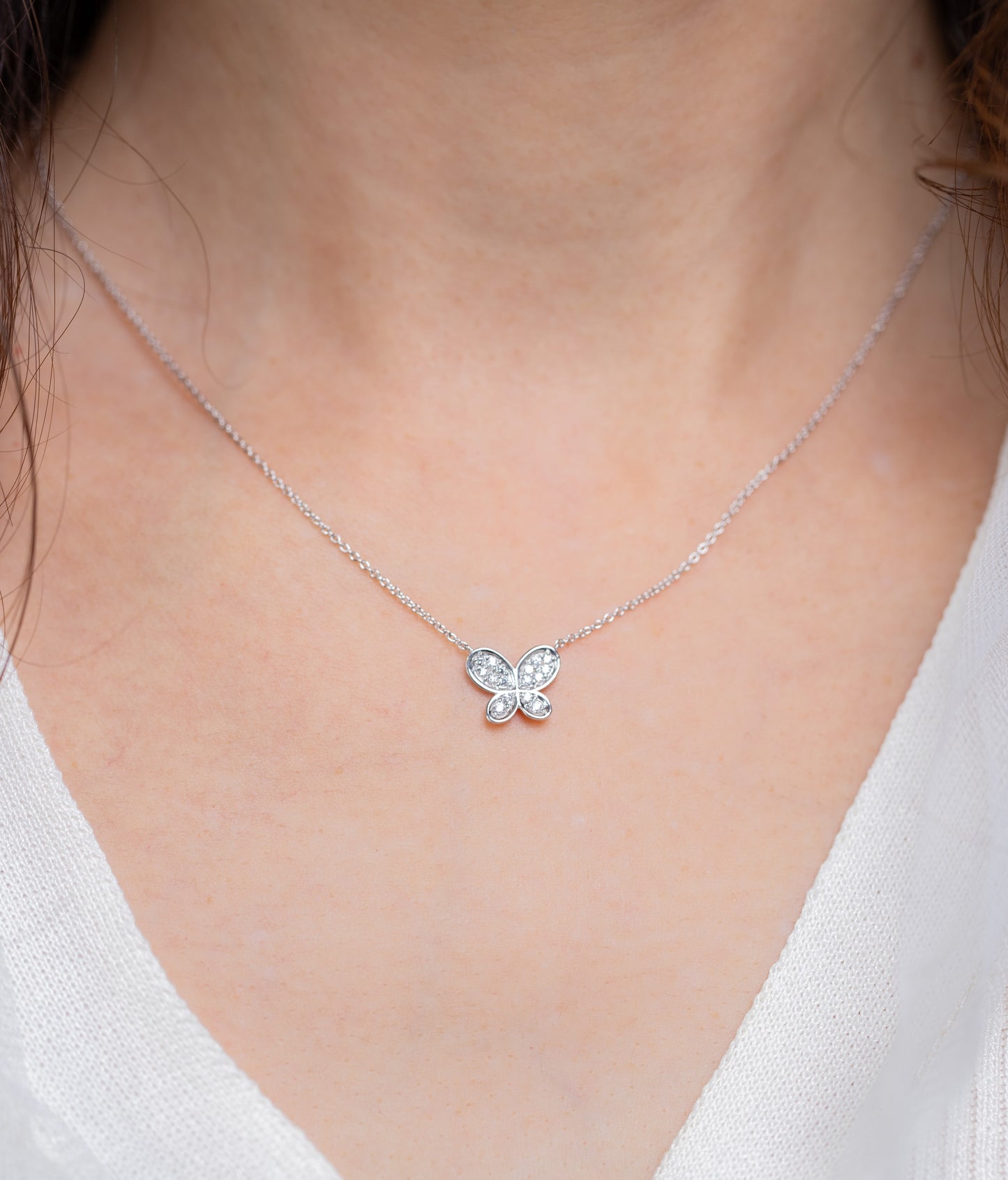 PT950 diamond 0.14ct mini butterfly necklace  Princess series