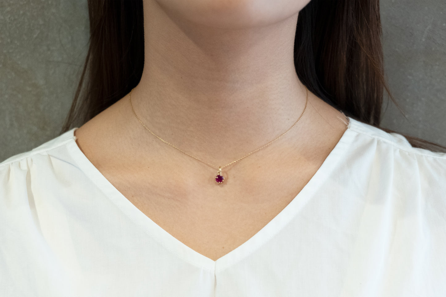 LAKAS K18YG  ruby wrap up reversible necklace