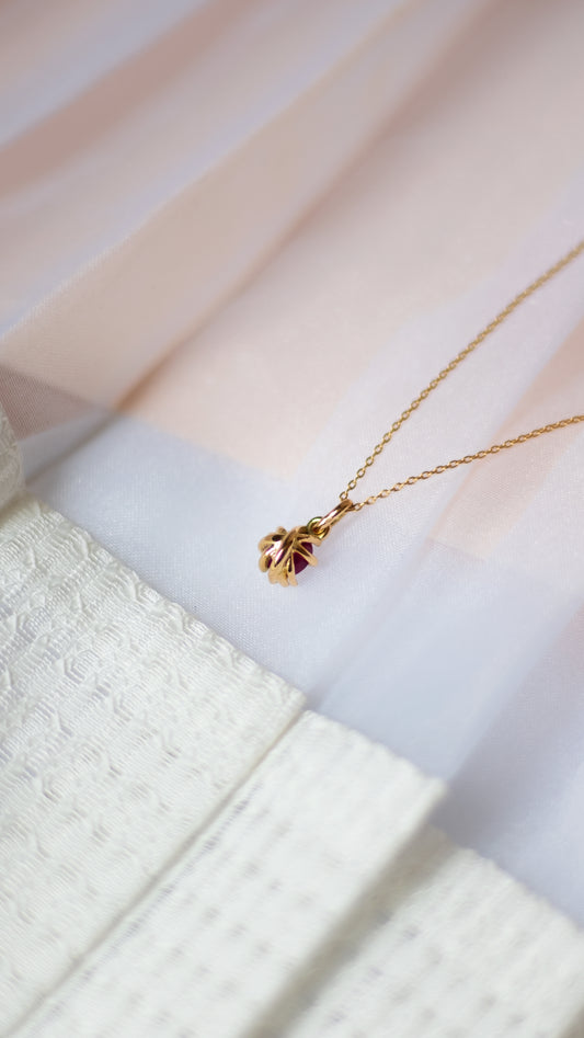 LAKAS K18YG ruby wrap up reversible necklace